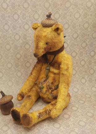 Ведмедик у стилі тедді з рум'яними щічками та вишивкою на пузці5 фото