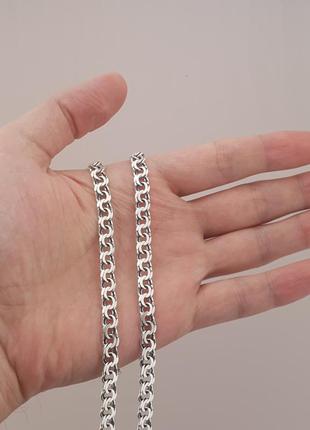 Широка срібна цепочка бісмарк плоский. чоловічий ланцюжок ширина 7 мм срібло 925. довжина 55 см3 фото