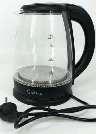 Чайник електро suntera ekb-322b чорний, маленький електрочайник, електрочайники cj-213 з підсвічуванням