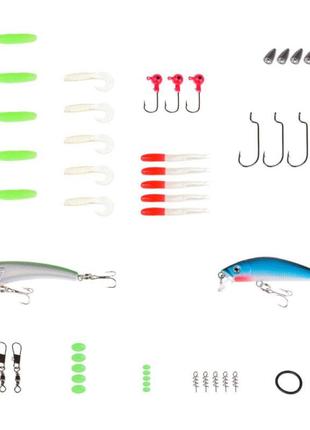 Набор рыболовных приманок leo 27740-52a для рыбака 52 предмета 3шт3 фото