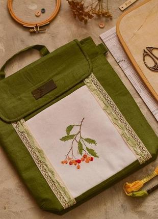 Проектная сумка из льна для вышивки и рукоделия + косметичка1 фото