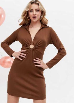 Шоколадна сукня у рубчик