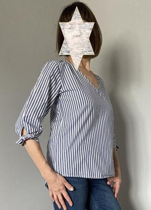 Женская хлопковая  блузка в полоску3 фото