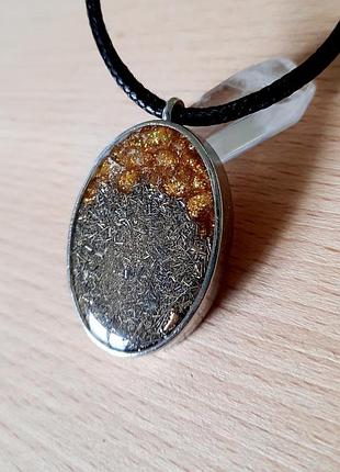 Кулон оргонит с горным хрусталем. знаки зодиака. овен. гармонизация пространства....