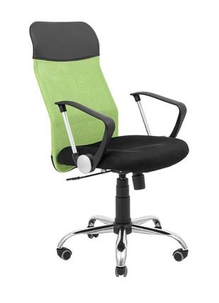 Крісло ультра ю хром m-1 (tilt) сітка чорна + зелена