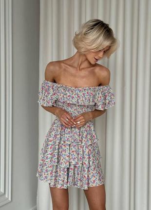 Романтична сукня в квіти із літнього дихаючего  штапелю3 фото