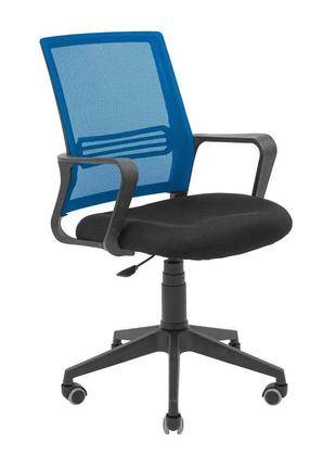 Крісло джина пластик піастра сітка чорна + синя1 фото