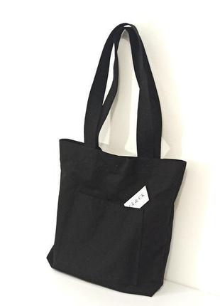 Еко сумка , шопер з міцними ручками та кишенею сумка з саржі2 фото