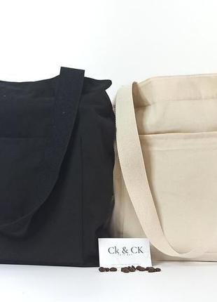 Еко сумка , шопер з міцними ручками та кишенею сумка з саржі9 фото