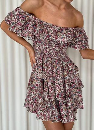 Романтична сукня в квіти із літнього дихаючего  штапелю5 фото