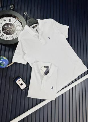 Чоловіча футболка поло polo ralph lauren на весну у білому кольорі premium якості, стильна та зручна футболка на кожен день