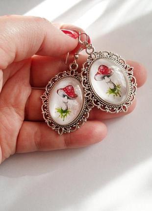 Сережки мухомори, сережки з грибами, прикраси з мухоморами, подарунок дівчині