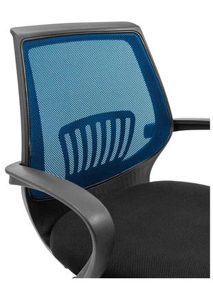 Крісло стар хром піастра сітка чорна + синя7 фото