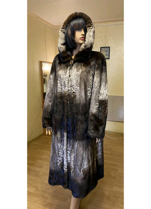 Шикарна норкова шуба в кольорі 'деграді'. 52