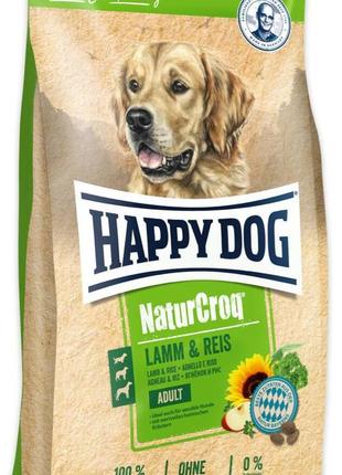Сухой корм для взрослых собак happy dog naturcroq lamm&reis с ягненком и рисом 15 кг