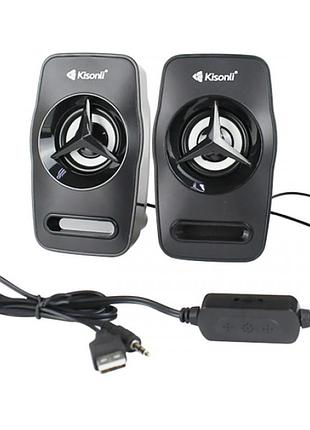 Колонки компьютерные с 2 динамиками kisonli l-3030 чёрные r_285