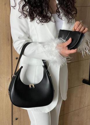 Люксовая стильная сумка с кошельком, клатч багет в наличии, черная сумка