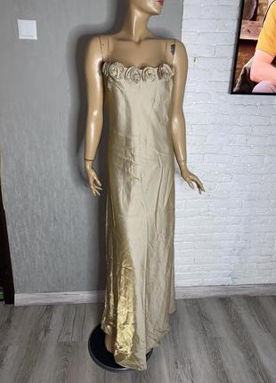 Винтажное вечернее платье с золотым отливом винтаж yessica от c&amp;a, xxl1 фото