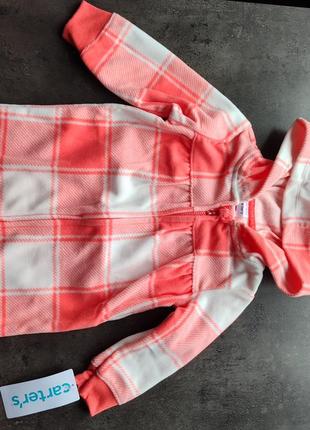 Carters флисовый комбинезон человечек слип baby plaid hooded zip-up fleece jumpsuit carter's10 фото