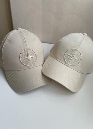 Кепка бейсболка stone island біла бежева