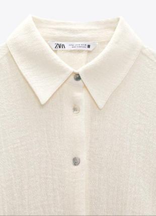 Zara рубашка в стиле оверсайз фактурная из rami кропива /9723/6 фото