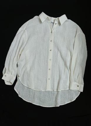 Zara рубашка в стиле оверсайз фактурная из rami кропива /9723/7 фото
