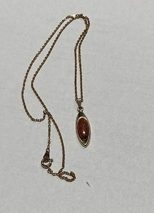 Кулон на цепочке винтаж вставка авантюрин «золотой песок   «»