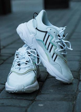 Женские кроссовки adidas ozweego white (рефлективные вставки)