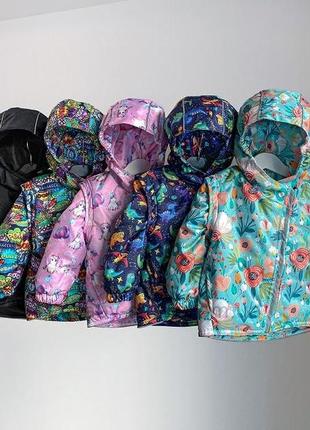 Куртка-жилетка демисезонная 2в1 “казочные цветы”4 фото