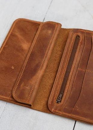 Вместительный кошелек из натуральной кожи, практичный и вместительный портмоне унисекс2 фото