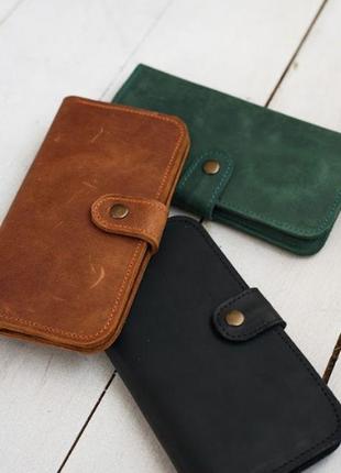 Місткий гаманець з натуральної шкіри, практичний і місткий портмоне унісекс3 фото