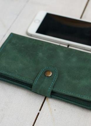 Місткий гаманець з натуральної шкіри, практичний і місткий портмоне унісекс