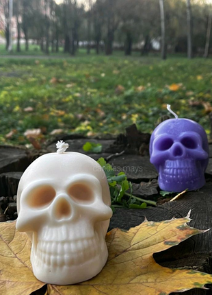 Соєві свічки череп ручної роботи формові skull декоративні свечи4 фото
