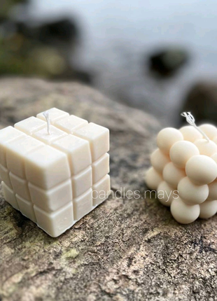 Соєві свічки кубик рубіка bubble ручної роботи формовые свечи1 фото