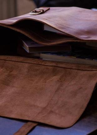 Кожаный мужской портфель для ноутбука и документов, вместительная мужская сумка для работы (арт.617)3 фото