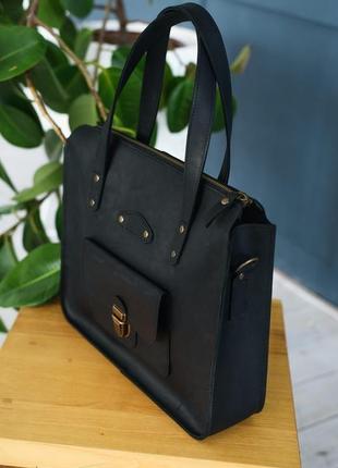 Черная повседневная сумка. большая женская сумка. черная женская сумка. черная кожаная сумка. винтаж3 фото