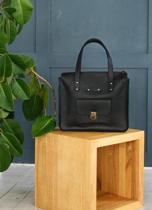 Черная повседневная сумка. большая женская сумка. черная женская сумка. черная кожаная сумка. винтаж1 фото