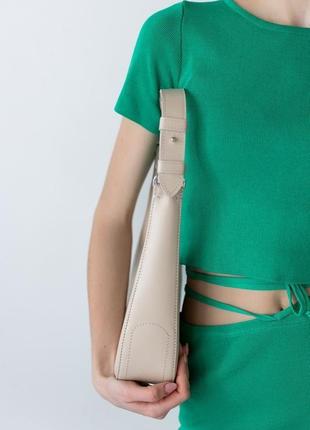 Витончена жіноча сумка арт. 620 з натуральної шкіри із легким глянцем кольору слонова кістка5 фото