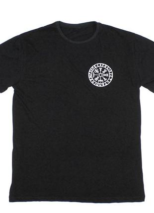 Мужская черная футболка с принтом рунический компас повседневная трикотажная футболка black 100% хлопок
