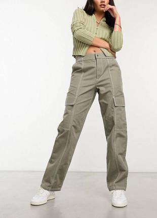 Asos design оригінал нові жіночі штани брюки карго хакі оливкові