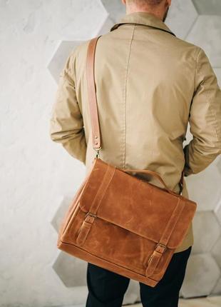 Мужская сумка планшет через плечо, мужской портфель из натуральной кожи, мессенджер7 фото