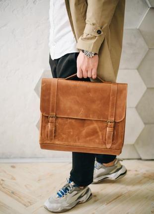 Мужская сумка планшет через плечо, мужской портфель из натуральной кожи, мессенджер4 фото