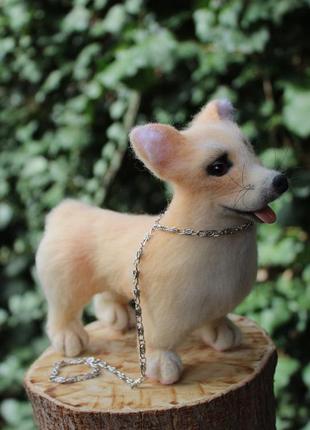 Корги собачка валовая игрушка из шерсти интерьерная собака вошелочная сувенир песик подарок ручной работы хендмейд5 фото