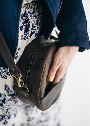 Женская сумочка, маленькая сумочка, сумочка через плечо, кожаная сумочка круглой формы для девушки8 фото