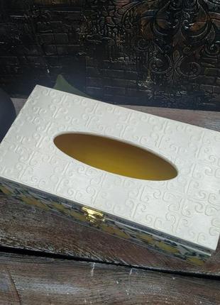 Прямокутна біла підставка для серветок "лимон з оливою"5 фото
