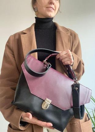 Женская вместительная и компактная сумка из глянцевой кожи, сумка для девушки из натуральной кожи3 фото