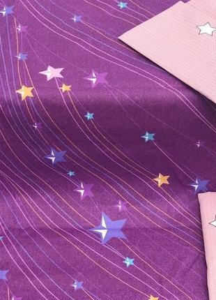 Фіолетовий комплект постільної білизни з зірками, 100% бавовна3 фото