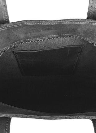 Классическая женская сумка шоппер из натуральной кожи черного цвета5 фото