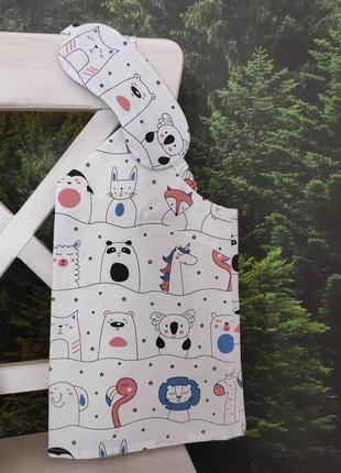 Майка піжамна на бретелях з натуральної бавовни з малюнком "звірі" для дівчат