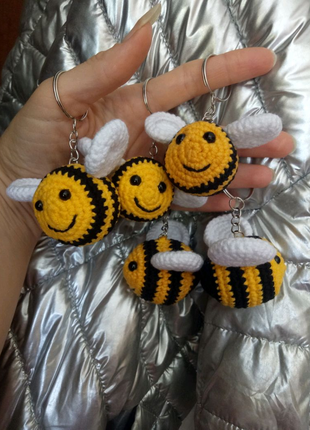 Брелок (набор 5 штук) підвіска бджола джміль в'язана іграшка